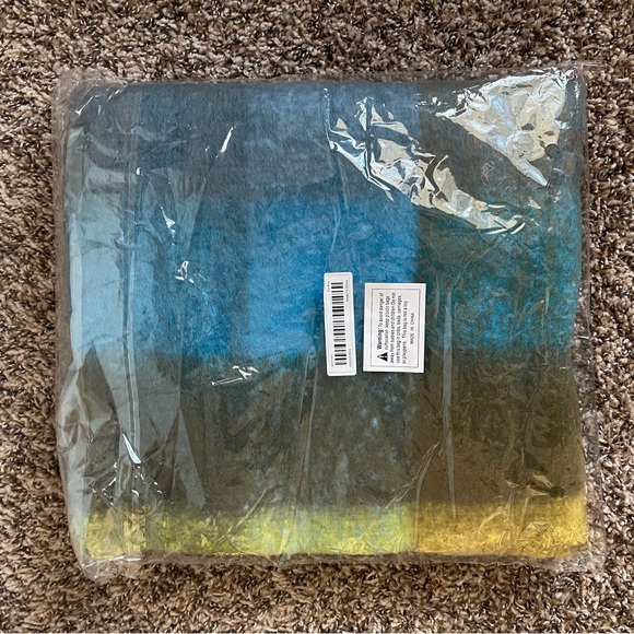 COPY - NWT Classic Sky Blue Plaid Color Block Tassel Scarf - Picture 4 of 4